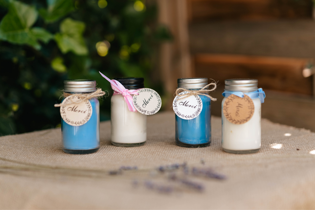 Bougie faire-part bleue